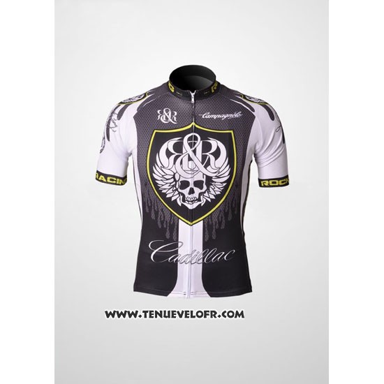 2010 Maillot Ciclismo Rock Racing Argent et Blanc Manches Courtes et Cuissard